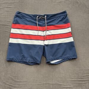Hurley Navy Swim Shorts with Red and White Stripes